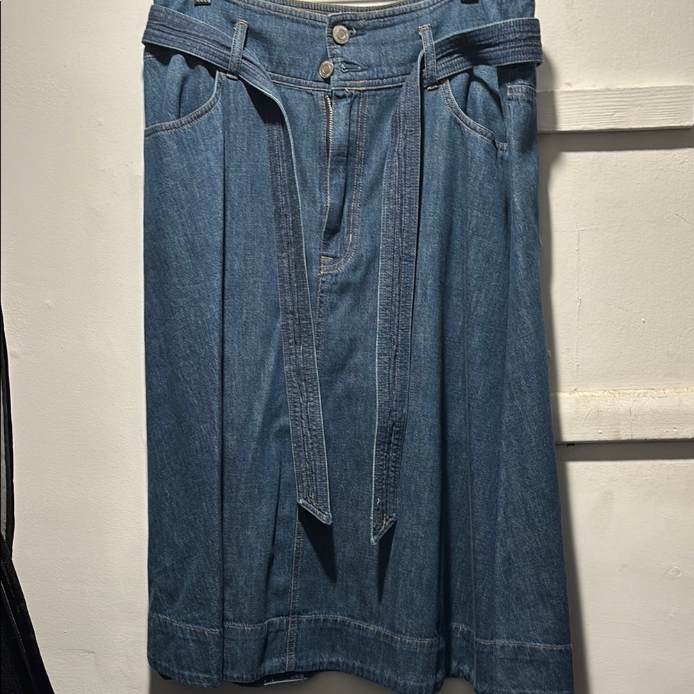 LAUREN Ralph Lauren Blue Denim Skirt with Belt